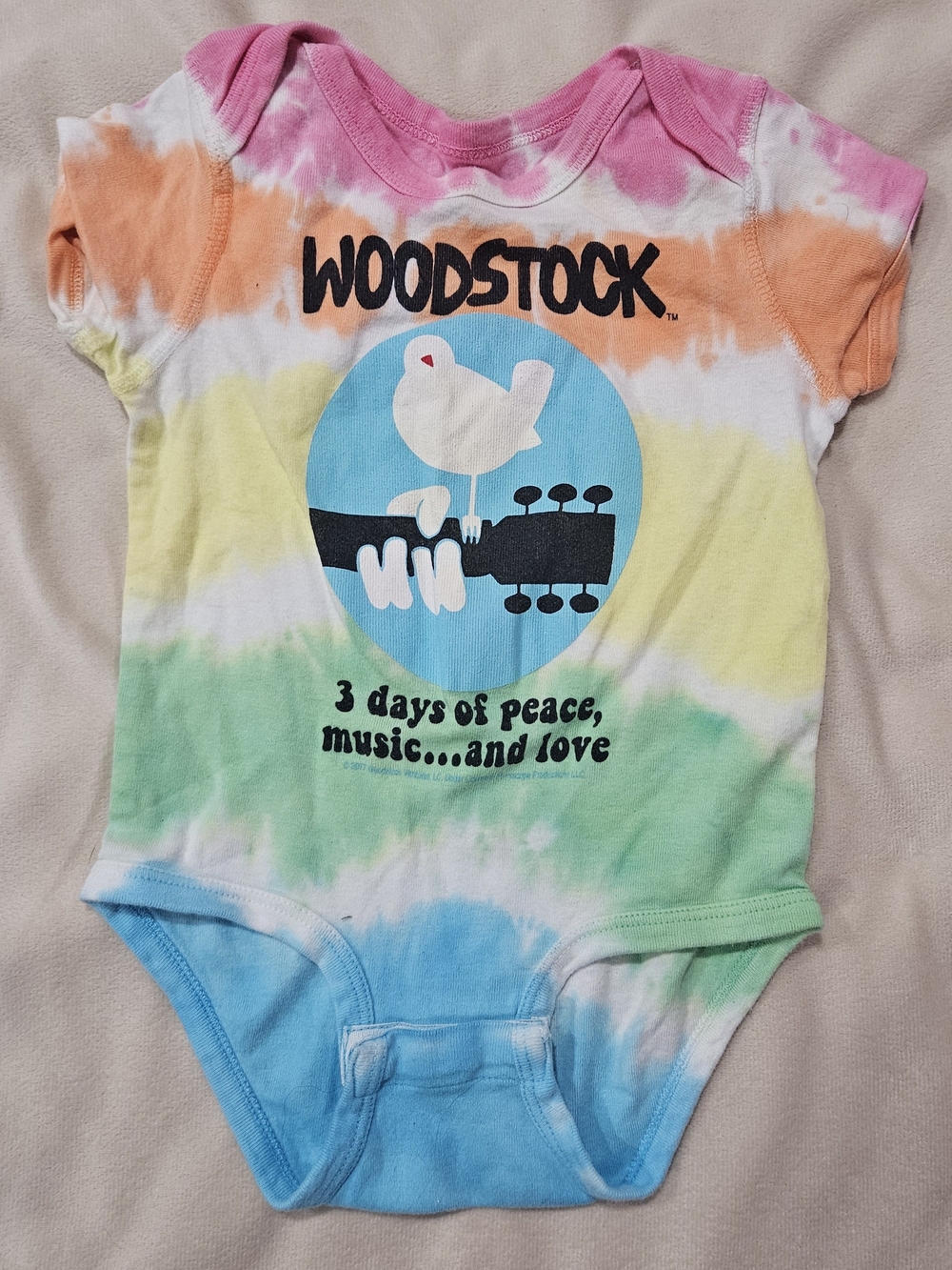 Woodstock Rainbow Tie-Dye Baby Bodysuit - 12-18 Months